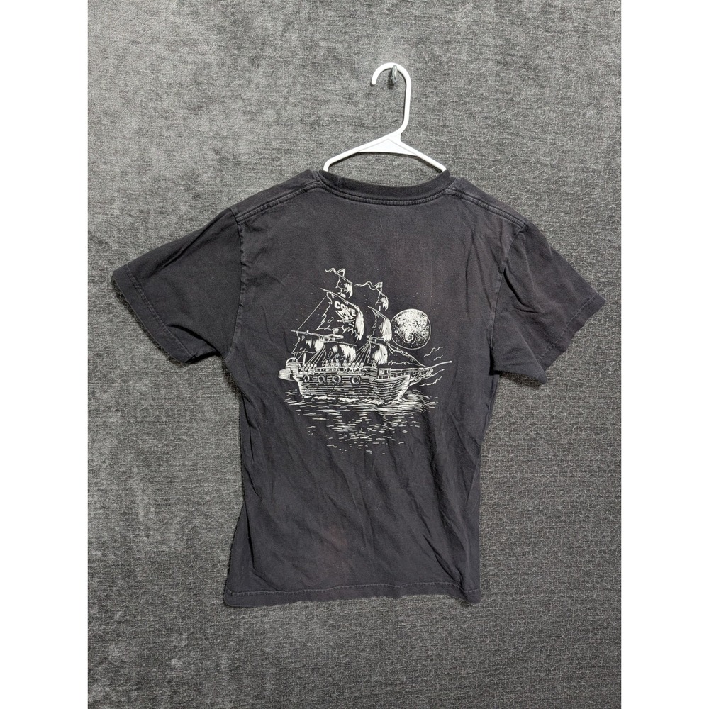 Cove USA Mens Graphic Tee Black Pirate Ship Moon Logo Size Medium Made in USA